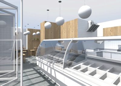 Ètude (Visuel 3D) agencement & aménagement de commerces - Café Glacier à Bayeux (Calvados - 14) en Normandie