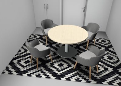 Table ronde de réunion et fauteuils - visuel 3D