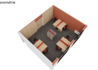 mobilier de bureau partagé à Caen - visuels 3d